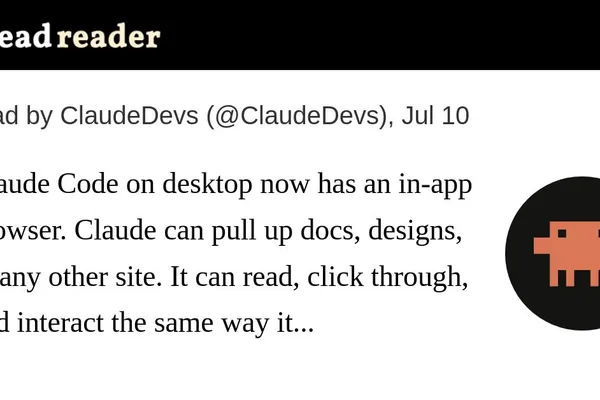 Claude Code on desktop now has an in-app browser (1 minute read)