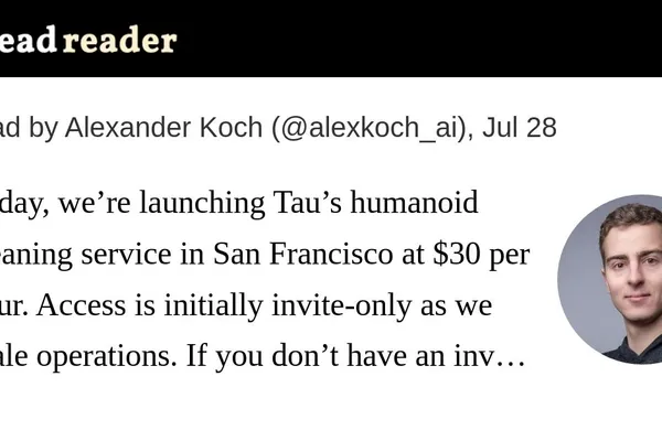 Tau's humanoid cleaning service (1 minute read)
